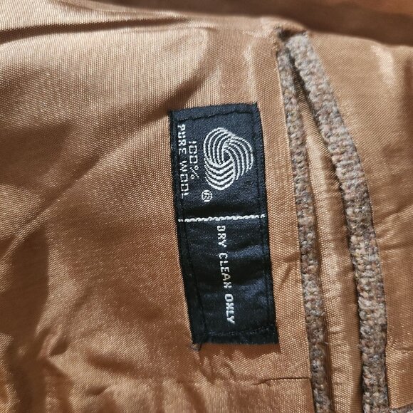 Vintage Tailored Classics Levis Mens 44L Brown Tweed Wool Sports Coat Elbow FLAW - Picture 3 of 13